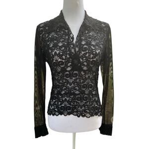Vintage Gilar Beaded Lace sheer Blouse Size 8